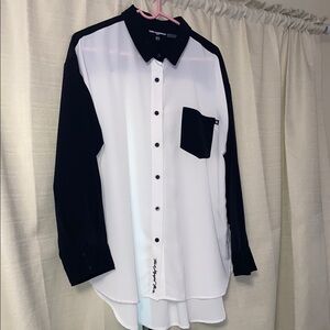 Black and White Button-Up Shirt